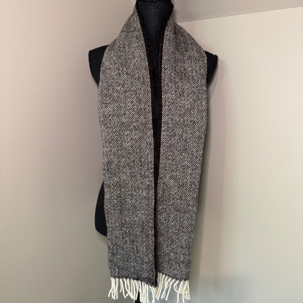 Ardalanish Isle of Mull Weavers Brown Herringbone 100% Pure New Wool Scarf